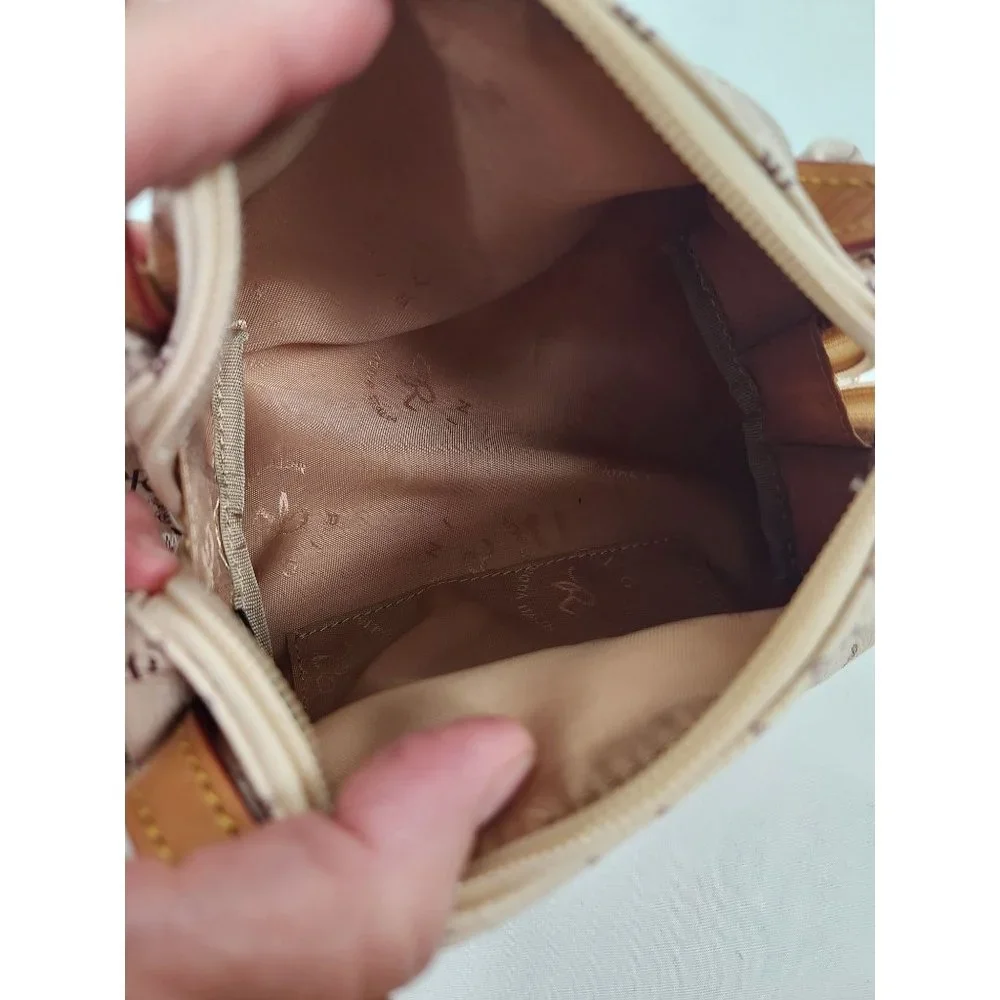 Rioni Small Leather Cream & Brown Signature 'The Baby Evening Bag' NWOT
